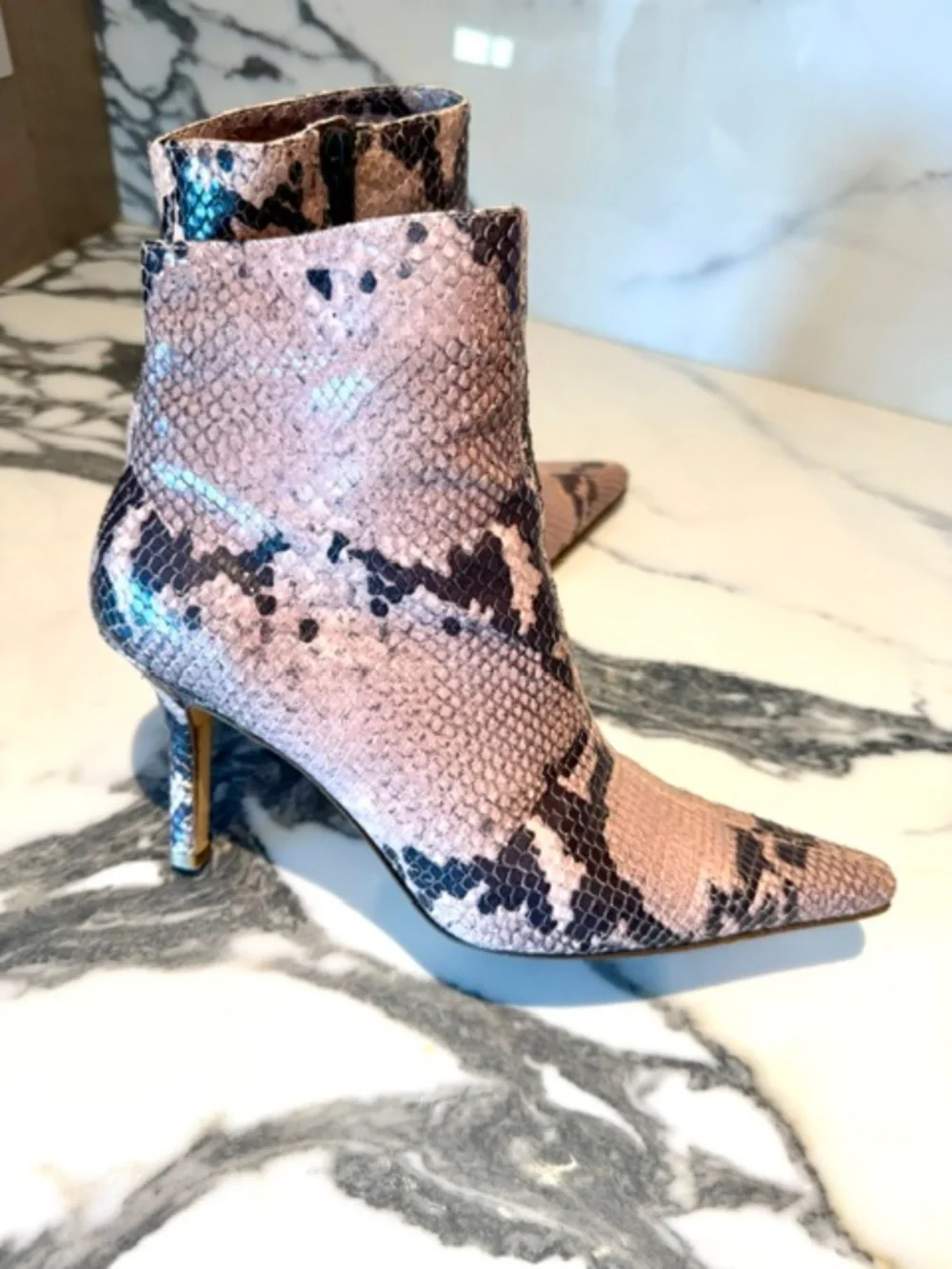 Pink Pointed Toe Python, Kitten Heel. - Picture 6 of 9
